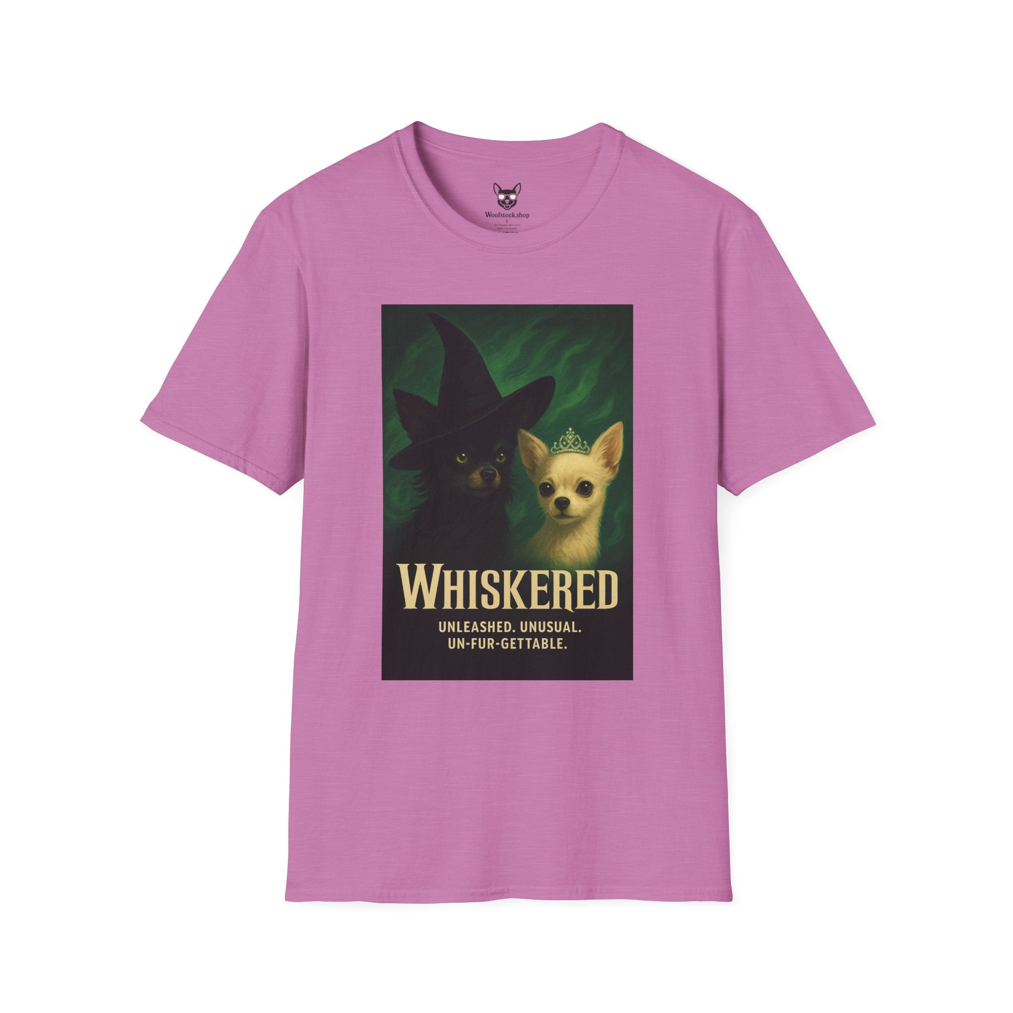 Wicked Broadway Poster Dog Parody Unisex Softstyle T-Shirt -- Funny Dog Shirt for Broadway and Dog Lovers